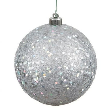 10 in. Silver Sequin Drilled Cap Christmas Ornament Ball