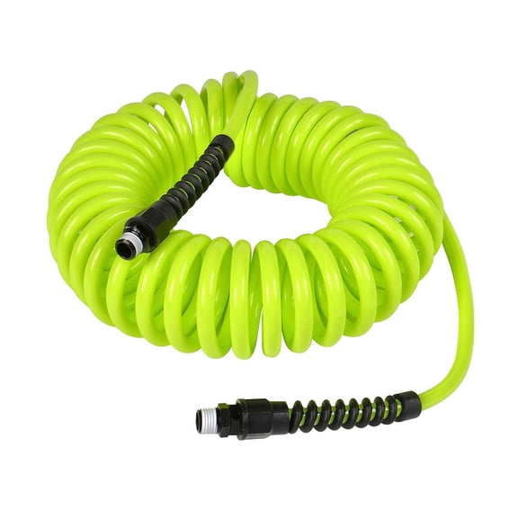 Flexzilla Polyurethane Recoil Air Hose, 1/4" x 25' with 1/4" MNPT Fittings