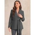 thumbnail image 4 of DARING DIVA Women's Casual Belted Blazer Office Wrap Blazer Jackets M Dark Gray, 4 of 6