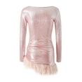thumbnail image 4 of Liacowi Women Sexy Feather Dress Long Sleeve Sequin Mini Dress with Fur Trim Fuzzy Cocktail Party Bodycon Dress, 4 of 8