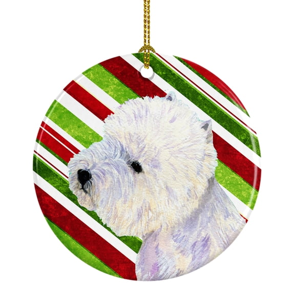Westie Candy Cane Holiday Christmas Ceramic Ornament LH9225