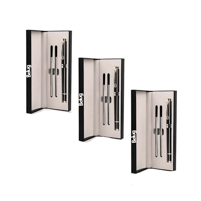 Set 3 Boligrafos Elegantes Plumas con caja Belug Negro