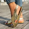thumbnail image 5 of Women's Crocodile Embossed Flat Sandals Wide Width Round Open Toe Summer Sandals Adjustable Buckle Cross Strap Soft Bottom Casual Walking Shoes Non Slip Outdoor Sandals, 5 of 9