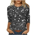 thumbnail image 2 of ICHUANYI 3/4 Sleeve Shirts for Women Spring Printed Crewneck Casual Fashionable Tops Loose Three Quarter Length Blouses, 2 of 5