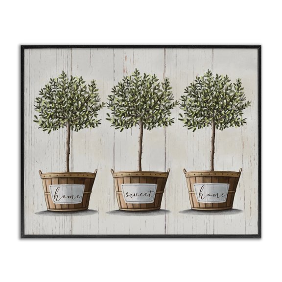Stupell Industries Farmhouse Young Fruit Trees Charming Baskets Home Sweet Home Black Framed Giclee Art, 14 x 11, by Elizabeth Tyndall