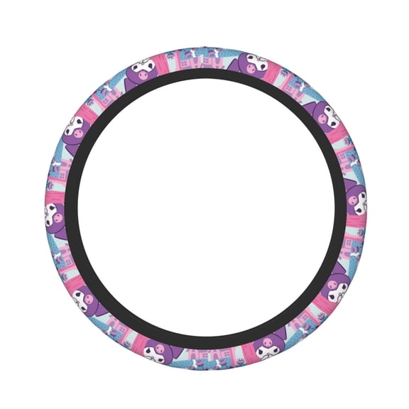 Kuromi Elastic Steering Wheel Cover Stylish Neoprene Decorative Car Accessories for Universal Auto