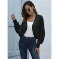 thumbnail image 4 of Sweaters for Women Open Front Cropped Cardigan Sweater Long Sleeve Knit Bat Sweaters Shrug Top Black XL, 4 of 8
