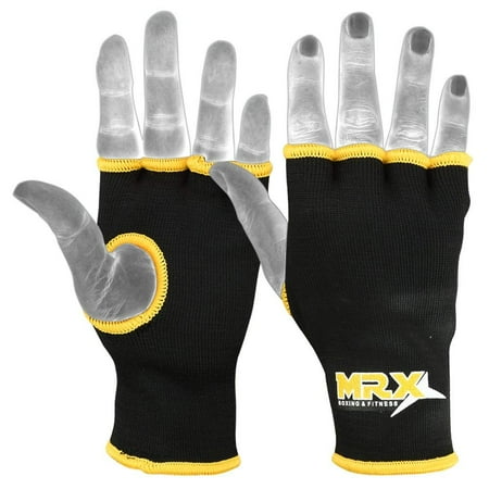 Wear Hand Wraps - MRX Muay Thai Boxing Inner Gloves Protective Hand Wrap (Black,Yellow Small)