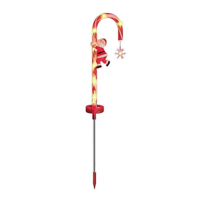 Solar Christmas Decorative Lights Santa's Walking Stick Lights For Outdoor Use. Suitable For Garden Paths Outdoor Christmas Tables And Courtyard Decorations. Star Lights String Battery Operated
