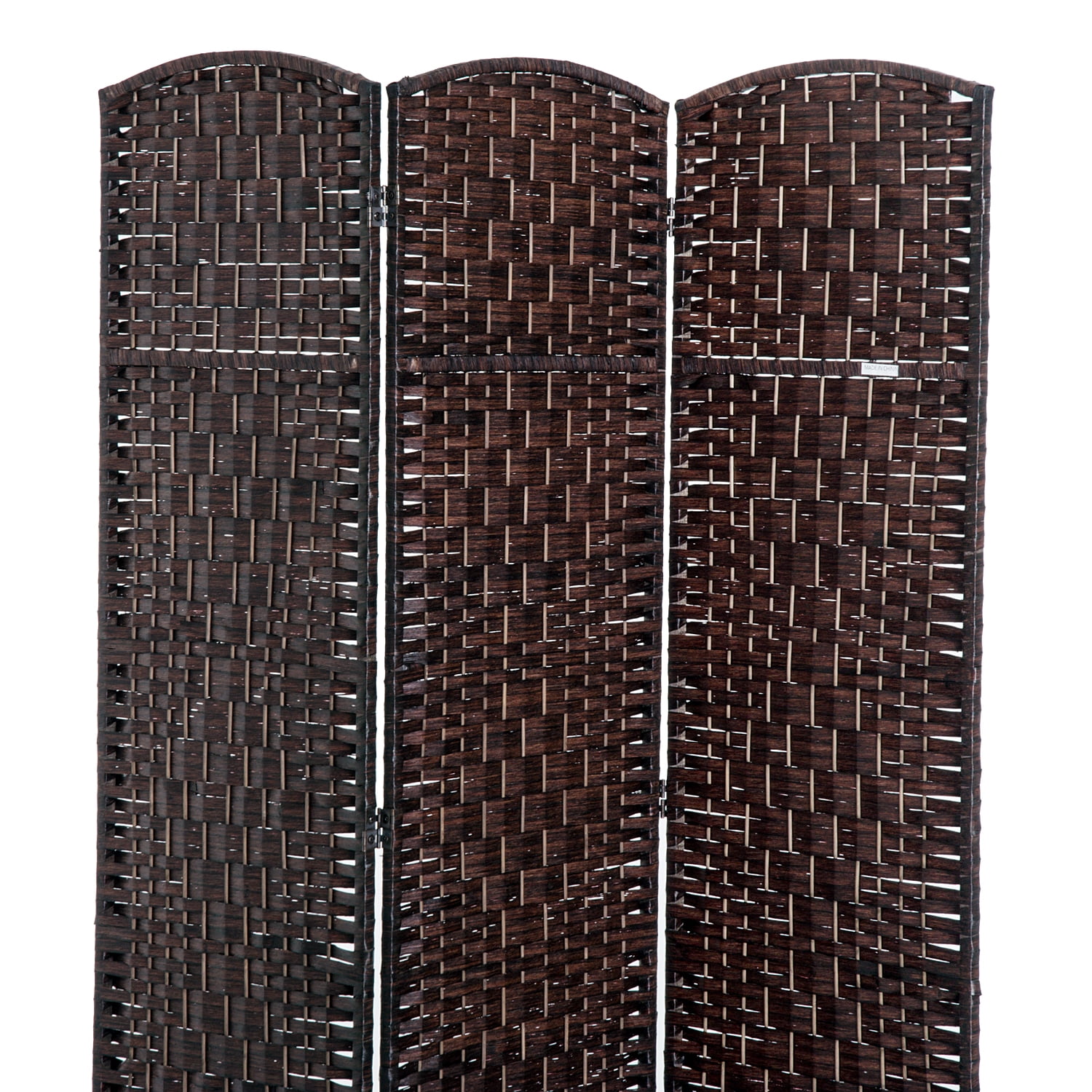 HomCom 6' Tall Wicker Weave 3 Panel Room Divider Privacy Screen - Chestnut Brown