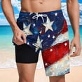 thumbnail image 2 of ZCFZJW 4th of July Mens Patriotic Swim Trunks with Compression Liner Casual USA Flag Printed Summer Drawstring Waist Stretch Board Shorts 2 in 1 Quick Dry Swimwear Bathing Suits Blue M, 2 of 6