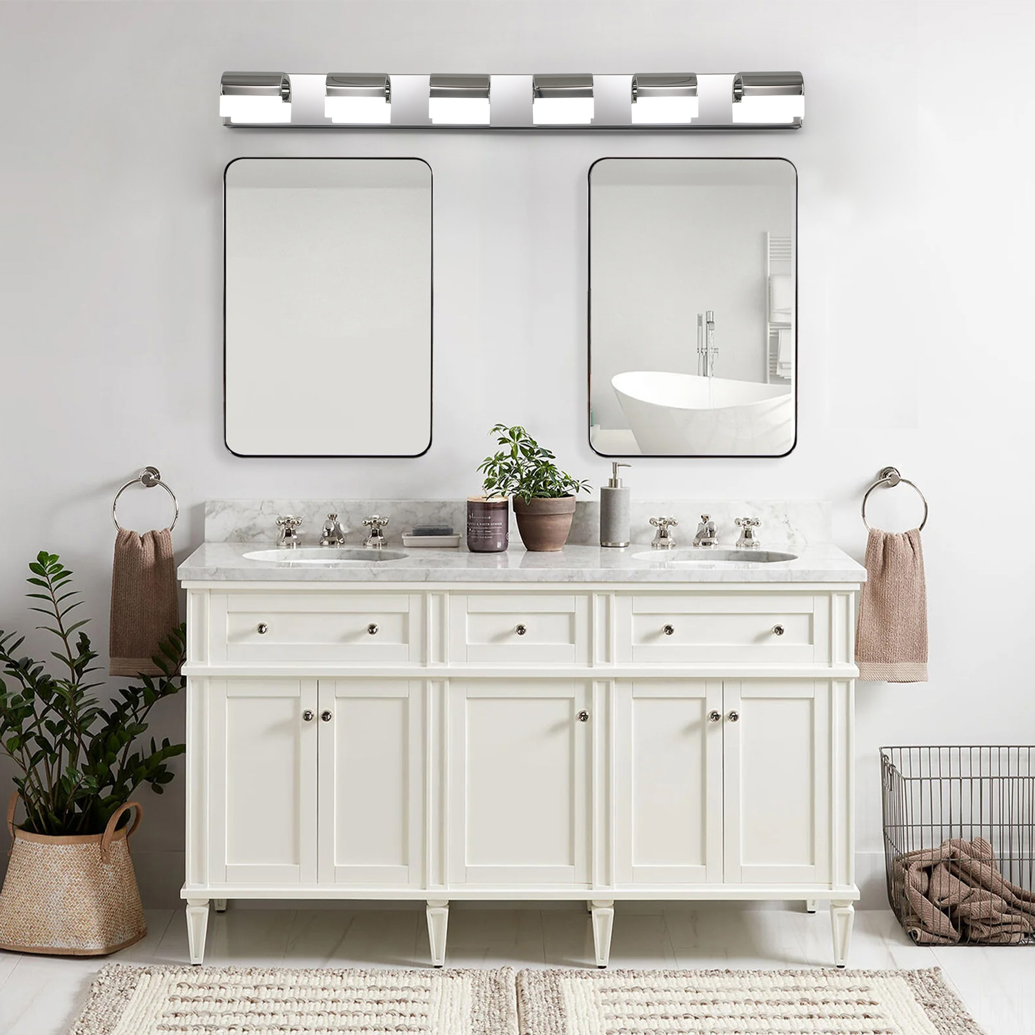 Design Easy Installation 6-Light LED bathroom Vanity Lighting Fixtures,Supports Wall Switch 46.5*3.5*4.3in.