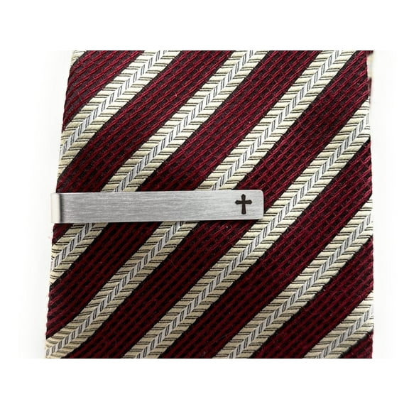 Men’s Cross Tie Clip – Stainless Steel Black Enamel – Christian Gift for Dad, Pastor, or Husband – Father’s Day Tie Bar