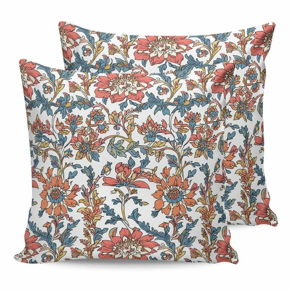 Outdoor Pillow Covers Pack of 2, Country Watercolor Flower Leaves Waterproof Throw Pillowcase Cushion Cases, Bohemia Botanical Decorative Pillow Cover for Couch Sofa Home Bed Patio