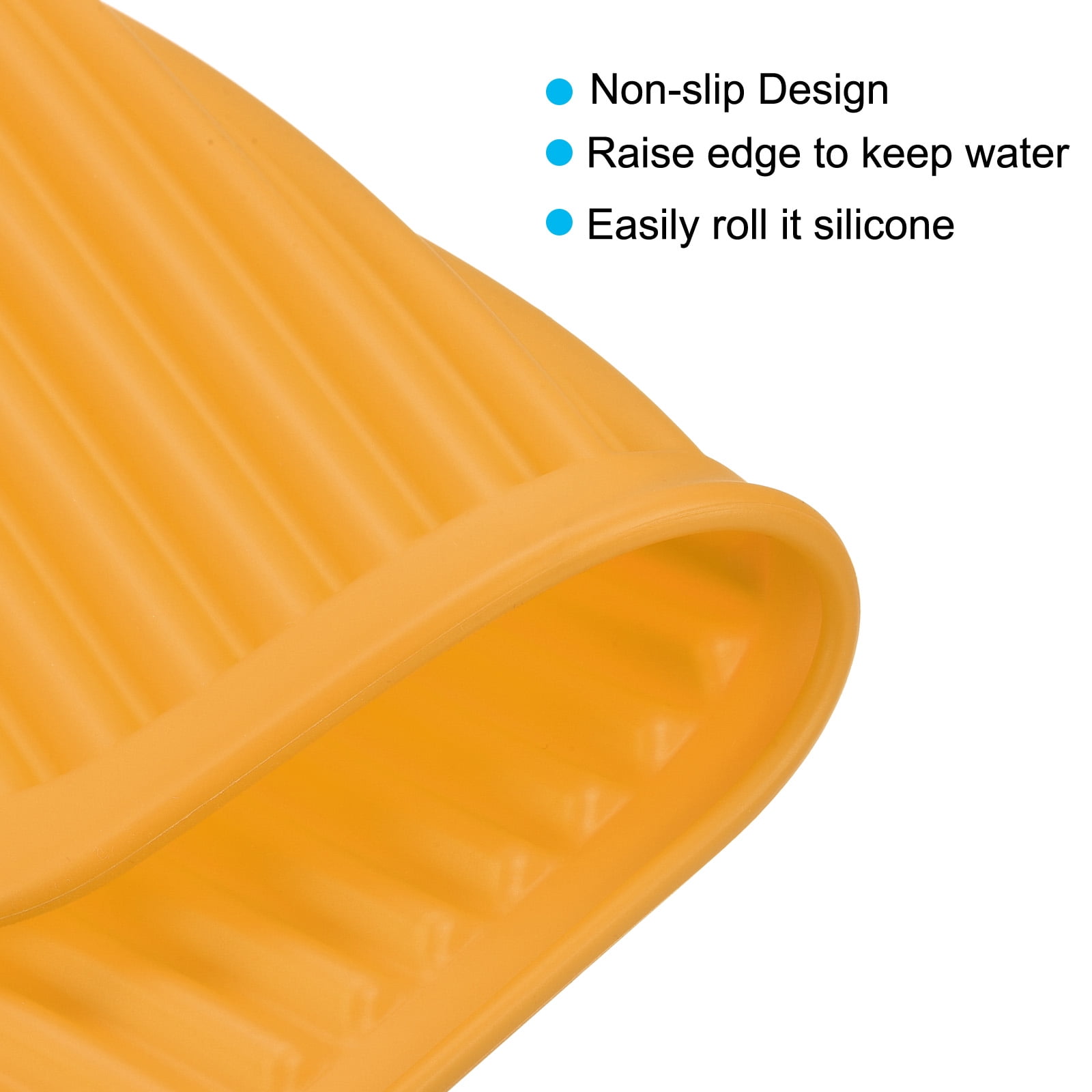Unique Bargains Silicone Dish Drying Mat Set Reusable Sink Drain Pad Heat Resistant Orange,Blue