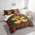 thumbnail image 3 of Manfei Child Gingerbread Man Twin Bedding Sets 7-Piece, Green Red Buffalo Plaid Bedding Comforter Set, Kawaii Christmas Snowman Reversible Sheet Sets, Lightweight Room Decor, 3 of 7