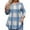 Blue, variant on Women's Plus Size 3/4 Sleeve Plaid Tunic Soft Breathable Blouse Perfect for Office Casual Weekend Errands Layering 2XL