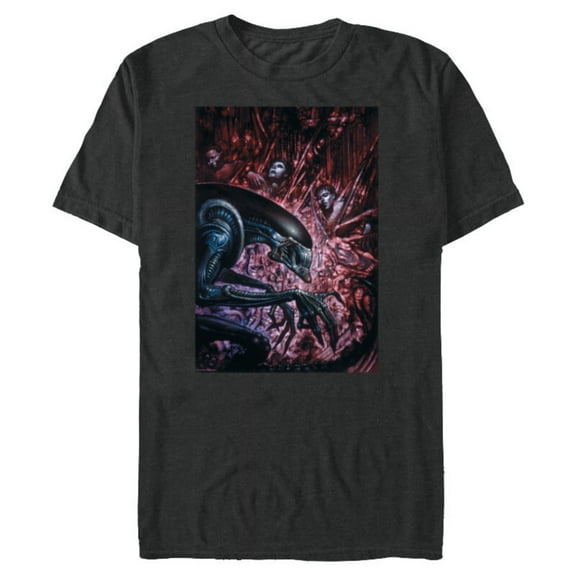 Alien 45th Anniversary Xenomorph Cocooned Graphic Novel Art - Short Sleeve Blended T-Shirt for Adults - Customized-Dark Heather