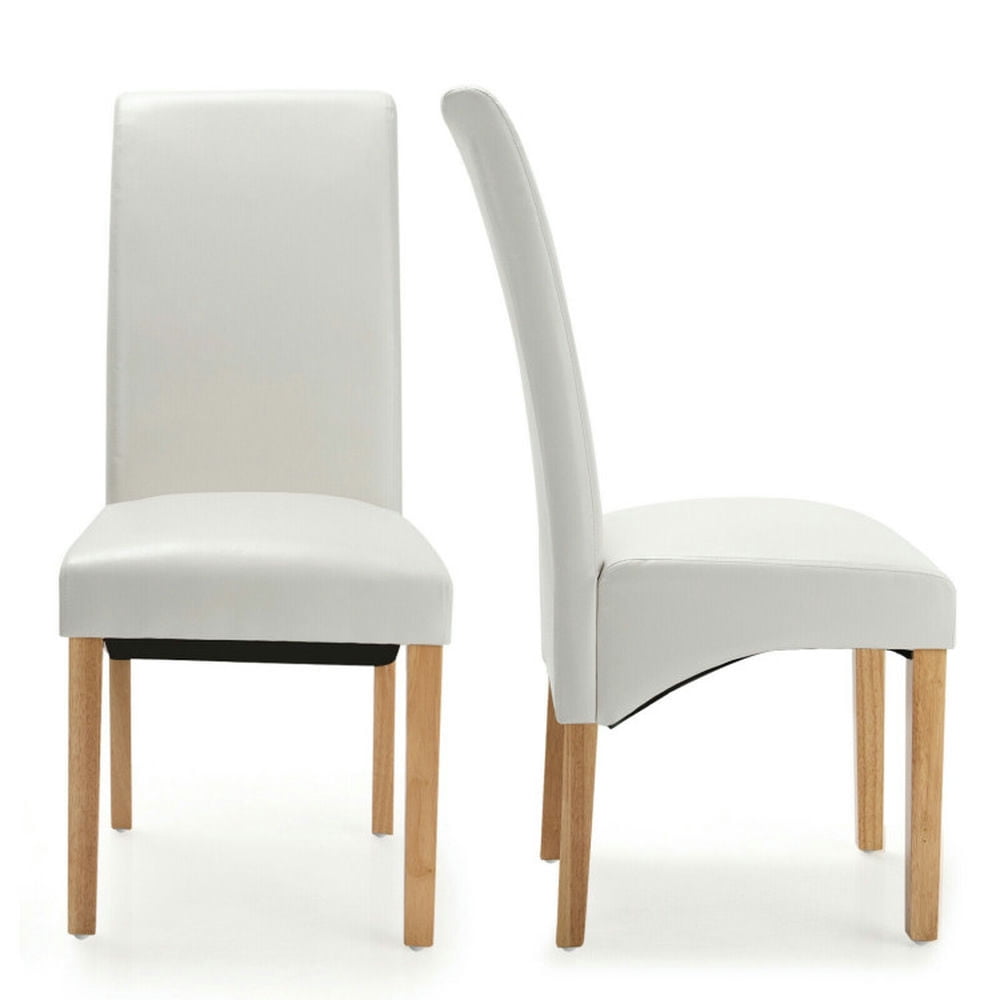 Demi Bonn 2 Pieces Dining Chairs Set with Rubber Wood Legs and Backrest, Beige