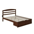 thumbnail image 3 of Queen Platform Bed with Foot Drawer - Vintage Style Bed Frame, Walnut Finish, Headboard & Slats Included, 3 of 10