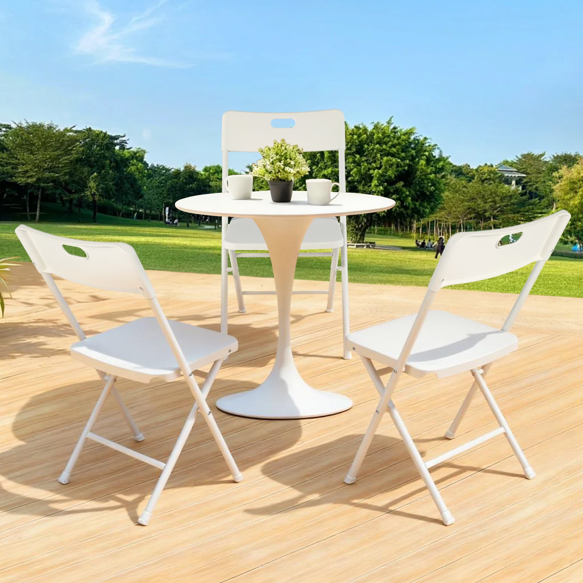 Mainstays Resin Folding Chair with Carry Handle, White
