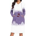 thumbnail image 2 of Pisexur Robes de Noël pour Femmes Mode Noël Lunettes de Vin Rouges Flocon de Neige Imprimé Robes de Vacances Décontractées Manches Longues Col en V Robe Sweat à Capuche Longueur Genou Robe de Soirée avec Poches, 2 of 6