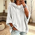 thumbnail image 2 of Meichang Velvet Hoodie for Women 3/4 Sleeve Oversized Hooded Sweatshirt Fall Winter Soft Drawstring Party Pullover Tops White S, 2 of 9