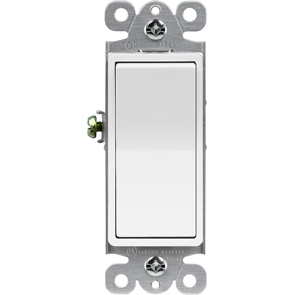 ENERLITES Momentary Contact Decorator Switch for Garbage Disposals, Garage Door Switch, Spring Release Paddle, 120-277VAC 15A, Single-Pole, UL Listed, 91245-W, White