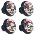 thumbnail image 2 of 4 Pcs American Flag and Plants Knobs for Kitchen Cabinet Cupboard Dresser Bookcase Drawer Pulls Handles Round Home Decor, 2 of 8