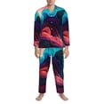 thumbnail image 3 of Naloa Colorful Surreal Landscape Men’s Pajamas Set - Long Sleeve Button Down Sleep Shirt and Pajama Bottoms Sleepwear Set-Small, 3 of 7
