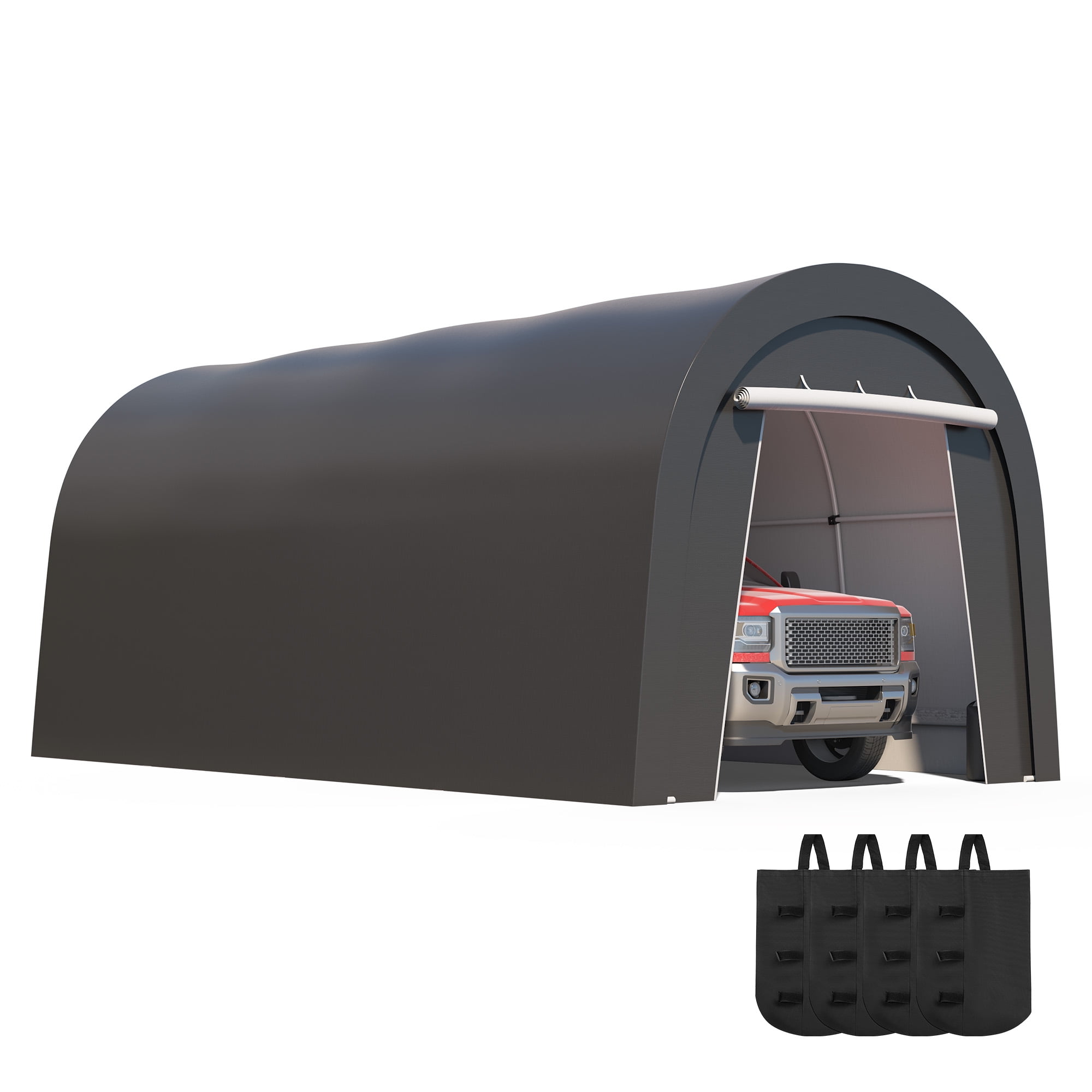 Heynemo Carport Canopy Tent, Outdoor Shelter Tent - Heavy Duty Weatherproof PE, Steel Frame for Lawn, 10' x 20', Gray