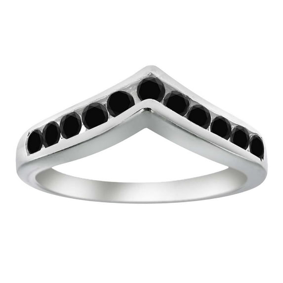 Aonejewelry 0.35 Ctw. Black Diamond Fashion Faithful Wedding Band In 10K White Gold