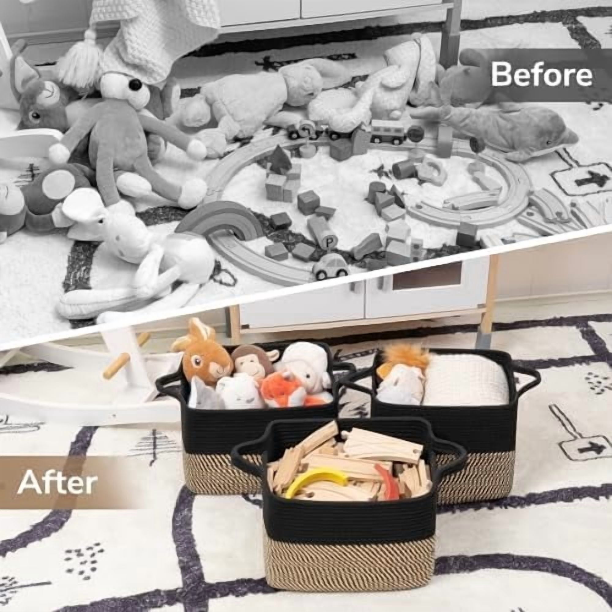 Cube Storage Bins - Towel, Book, Cloth, Shoes, Closet Shelf Woven Baskets for Office, Baby Laundry, Toys, 13''x10''x9''