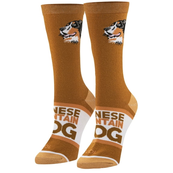 Cool Socks Bernese Fun Print Novelty Crew Socks for Women, Size 5-10