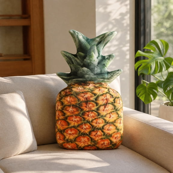 Simulation Fruit Throw Pillow Kawaii Stuffed Fruit Plush Throw Pillow Decorative Cute Soft Fruit Plush Pillows Cushions for Bed Couch Chair Sofa Home Decor (Ananas)