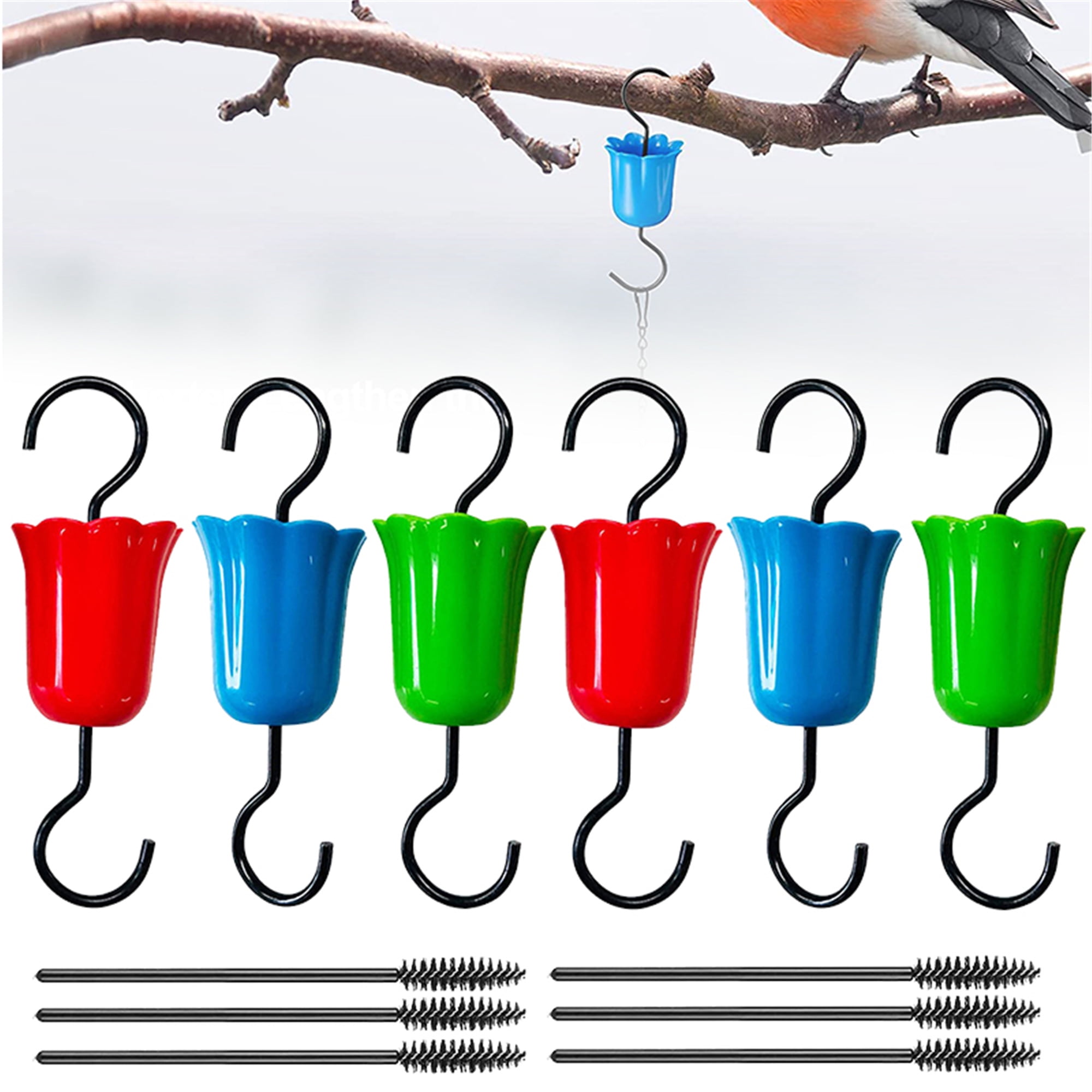 Elbourn 6Pcs Ant Moat Guard for Hummingbird Feeders Accessory Hooks