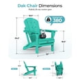 thumbnail image 3 of Folding Adirondack Chair, All-Weather HDPE Fire Pit Patio Chair, Aqua, 3 of 7