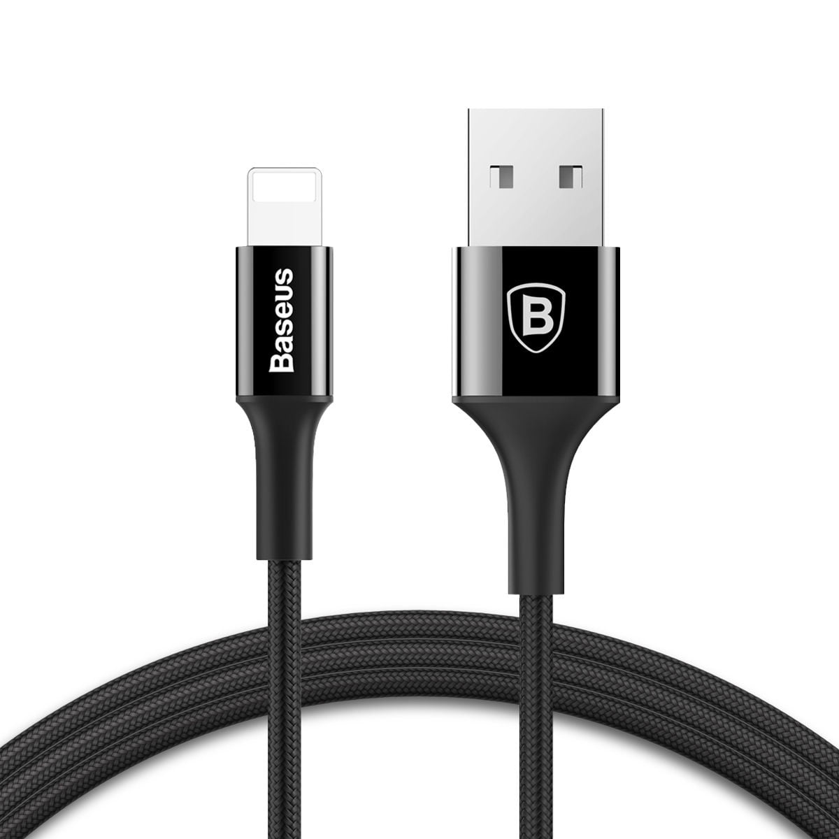 Black Genuine Baseus Braided 3ft Apple Lightning to USB Cable for