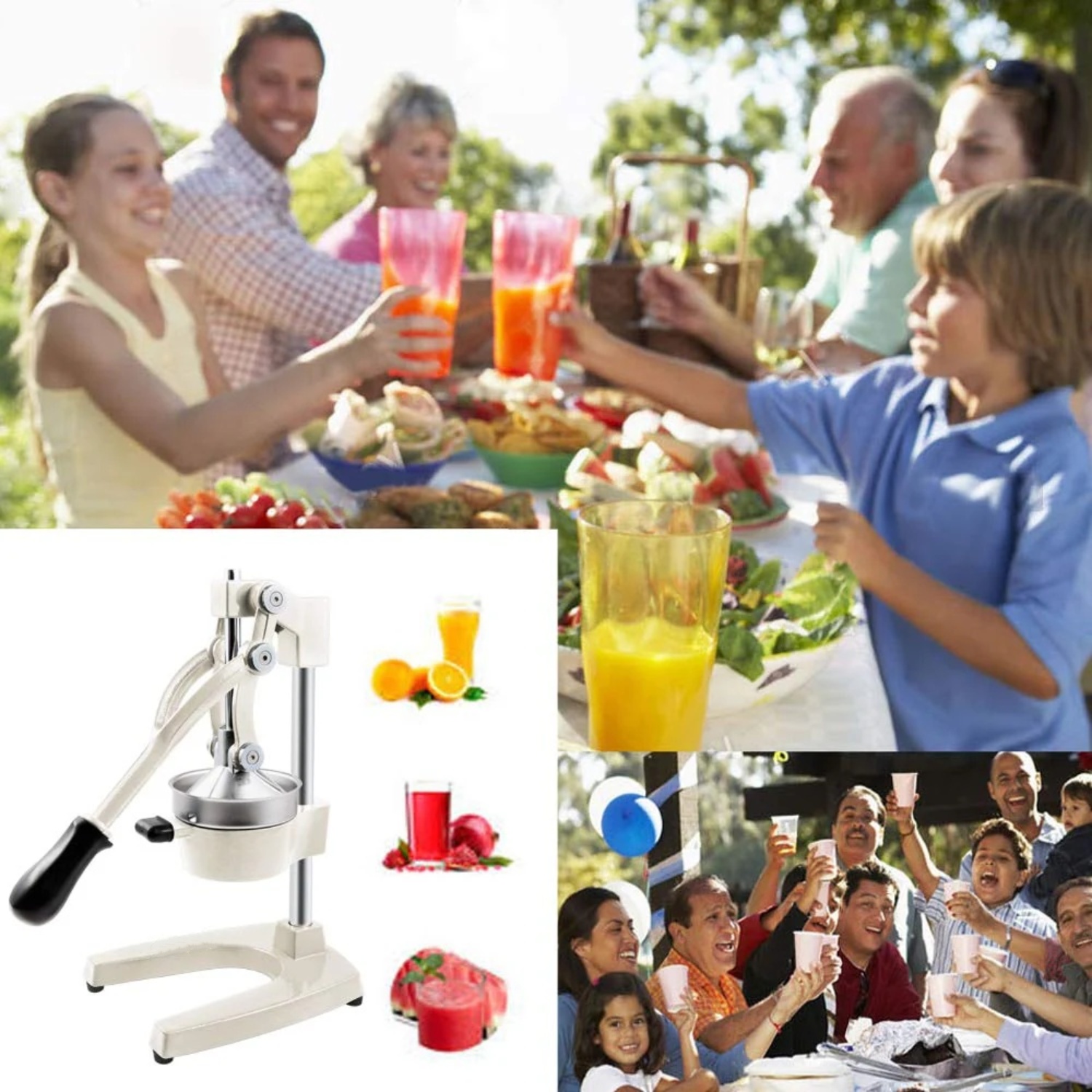 UBesGoo Juicer Hand Press Manual Fruit Juicer Juice Squeezer Citrus Orange Lemon Pomegranate, White