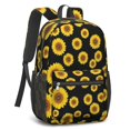 thumbnail image 2 of Sunflower Black Pattern 17" Waterproof Oxford School Backpacks for Teens, S-Shape Padded Straps, for School, Travel, Hiking, Camping, 2 of 5