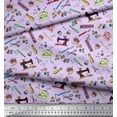 thumbnail image 2 of Soimoi Modal Satin Fabric Scissor,Buttons & Machine Sewing Print Sewing Fabric Yard 42 Inch Wide, 2 of 3