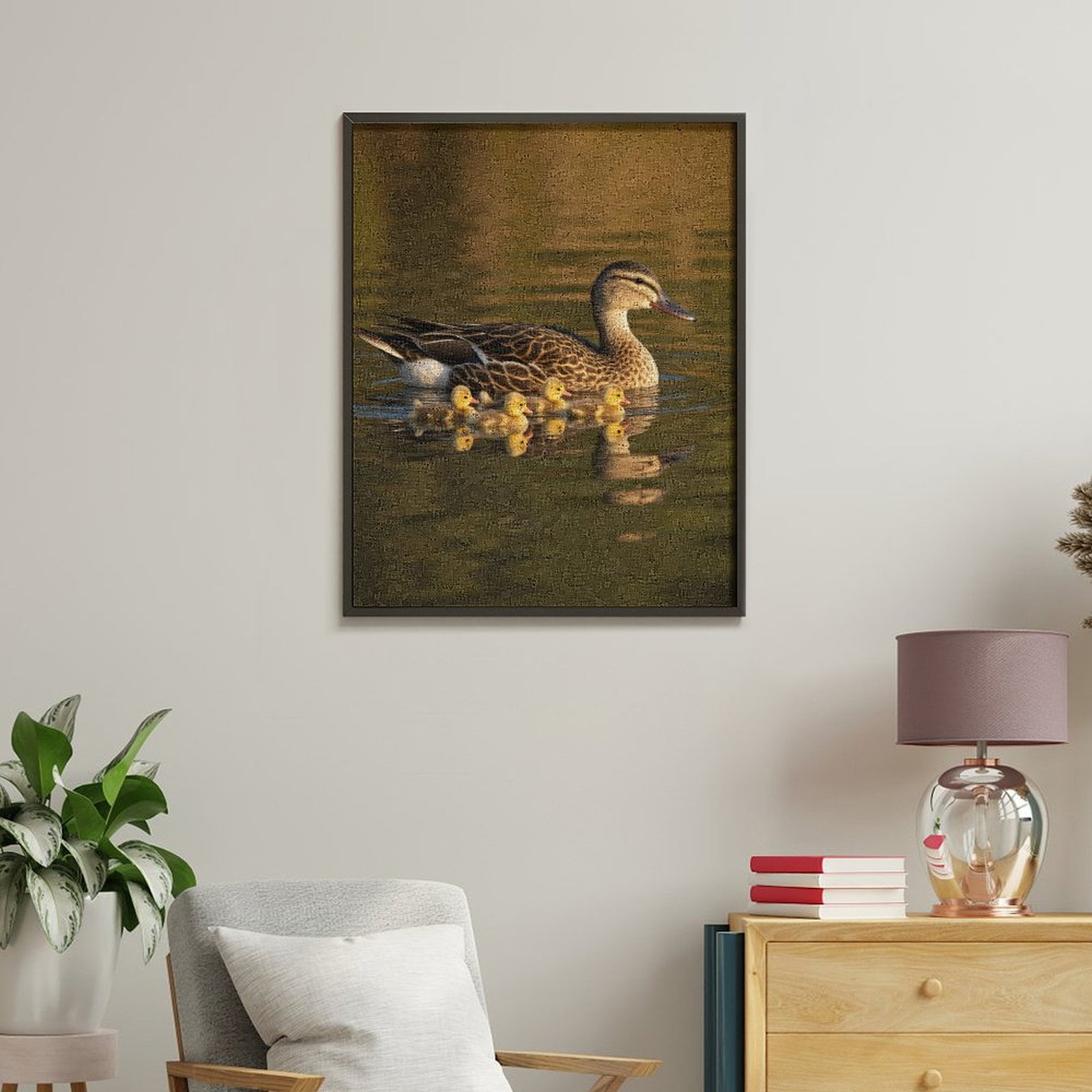 Paint by Numbers Kit for Adults, Duck Family Lake Reflections Paint by Numbers, Easy Paint by Numbers Kit for Adults Beginner, DIY Adult Paint by Number Kits on Canvas, Home Decor