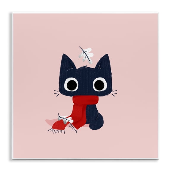 Stupell Industries Little Kitten in Scarf Animals Painting Unframed Art Print Wall Art, 12 x 12