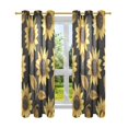 thumbnail image 7 of Yayeee Window Curtains Set of 2 for Living Room Light Filtering 63"x42", Black Sunflower Pattern, 7 of 7