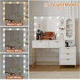 thumbnail image 4 of HOBLOC Makeup Vanity with Mirror and Lights, 45.3inch Vanity Desk with Power Outlet, 5 Drawers Wavy Stripe Makeup Table with Lighted Mirror, 3 Lighting Colors, White, 4 of 5