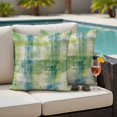 thumbnail image 5 of Blue Green Gradient Pillow Covers 2 Pack Geometric Grids Pillowcase Waterproof Outdoor Throw Pillow Cover for Patio Garden Square Cushion 20”x20”, 5 of 9