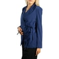 thumbnail image 3 of Jess by Meiko Women's Jackets Long Sleeves Notched Lapel Double Tie Wrap Office Blazer XS Navy Blue, 3 of 7