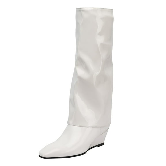 Xiaoxatg Autumn/Winter Large Boots Women's Knee High Boot for Stylish and Comfortable All-Day Wear 9 White