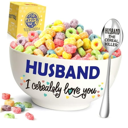 Highcool YEUYUQIU Birthday for Him from Cereal Bowl and Spoon Set, Wedding Anniversary Present for Love You Christmas Birthday for Hubb