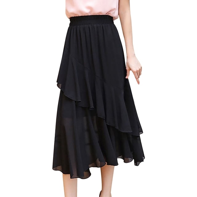 Falda irregular de gasa con corte en A para mujer: largo midi, fluida, transpirable, ideal para verano y salidas informales